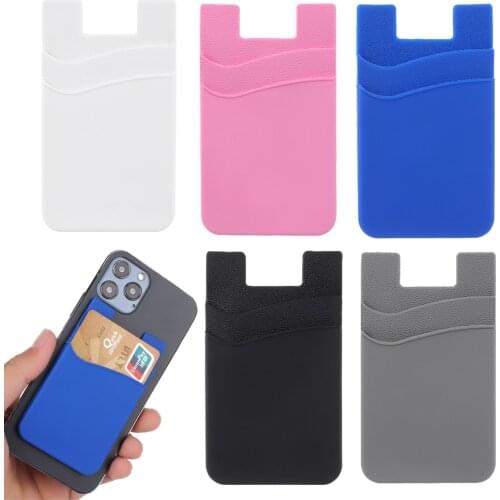 Silicone Phone Card Holder Wallet Case Phone Wallet Stick On Credit Card Holder Phone Pocket for Almost All Cell Phone