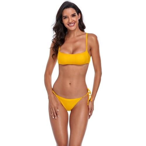 Sexy Bikini Micro Women`s Swimsuit 2021 Yellow Mini Thong Bikinis Set Brazilian Swimming for Women Swimwear Female Bathing Suit