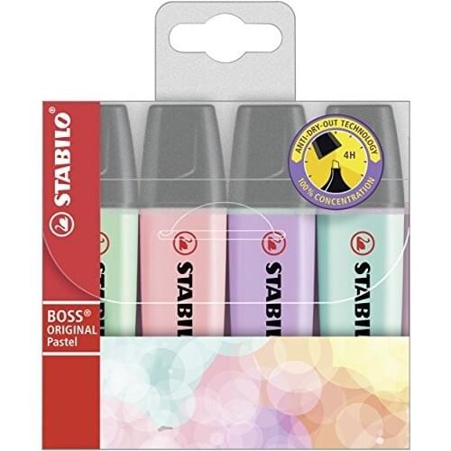 Stabilo Boss Original Pastel Color Highlighter Pen 4 PCs Package