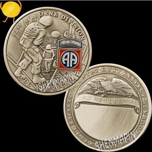 US 82nd Airborne Division Commemorative Coin Paratrooper Challenge Coin Loyalty Respect Service Honor Medal Coins Collectibles