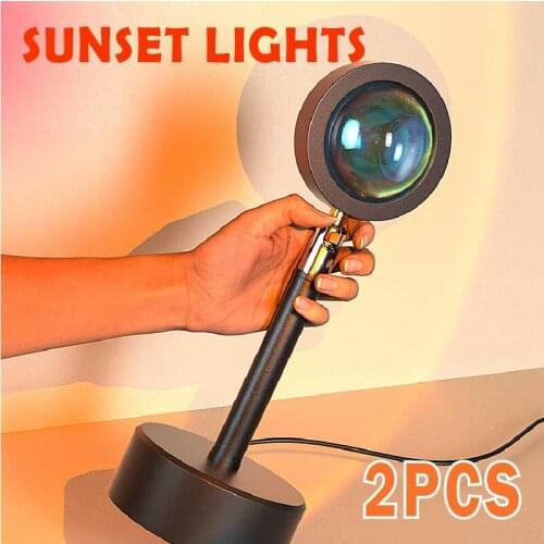 USB Rainbow Sunset Red Projector Led Night Light Sun Projection Desk Lamp for Bedroom Bar Coffee Store Wall Decoration Lighting