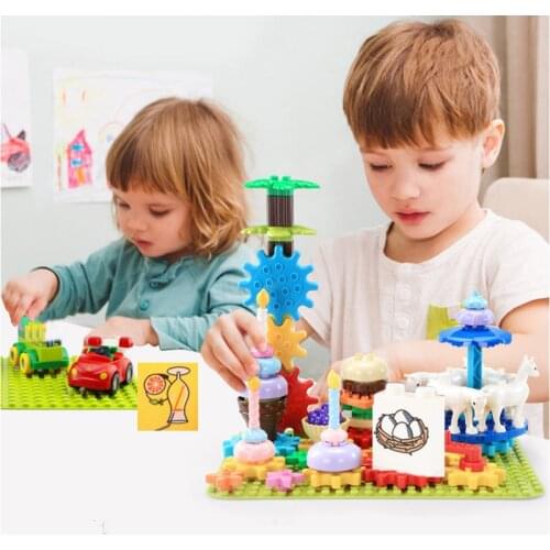 Funny DIY Building Blocks Cake Locking Duploed Toys For Children Building Block accessories Big Size Toys Compatible Parts