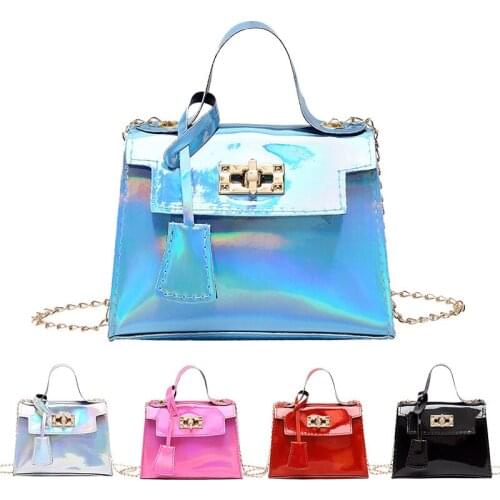 Ladies Fashion Laser Sequins One-Shoulder Handbag Metal Buckle Chain Coin Mobile Phone Makeup Messenger Bag For Women