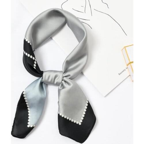 Yishine New 60x60cm Women Multifunction Polyester Silk Scarf Geometric Patchwork Printed Satin Small Square Wraps Scarves Shawl