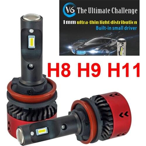 1 Set H8 H9 H11 70W 9600LM V6 LED Headlight All-in-one 1MM Ultra Thin PCB FLIP Chips EMC Pure White 6000K Driving Fog Lamps Bulb
