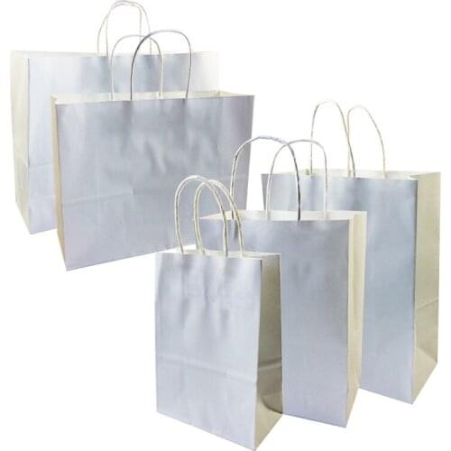 10 Pcs/lot Gift Bags With Handles Multi-function White Paper Bags 5 Size Recyclable Environmental Protection Clothes Shoes Bag