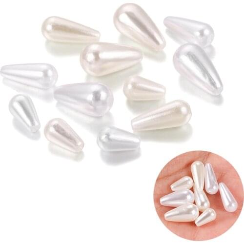 100pcs/lot Tear Water Drop Pearl Beads ABS loose Round Beads Craft For DIY Jewelry Making Findings Supplies