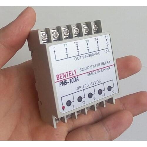 10DA Din Rail Mounting SSR 5 Channels Quintuplicate Five Input 3~32VDC Output 24~380VAC DC Solid State Relay