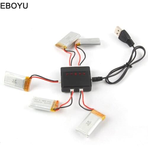 5 Pcs 3.7V 350mah Lipo Battery & 1 to 5 USB Balance Charger for F180/FY530 Udi U830 U816 1306 H107 1505 RC Quadcopter Drone