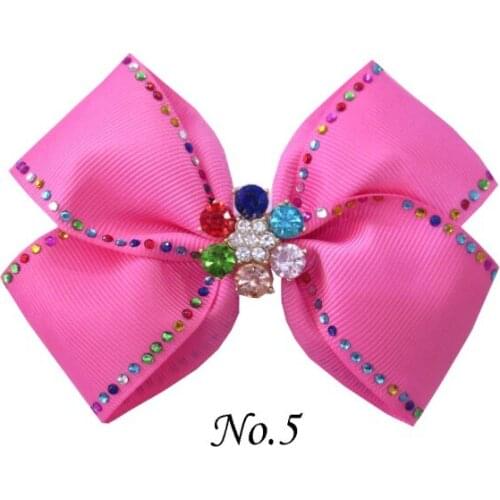 50 BLESSING Girl Rhinestone Rainbow 4.5" Diamond Angel Hair Bow Clip Flower