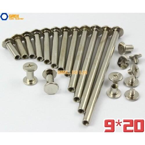 50 Pieces 9 x 20mm Nickel Plated Chicago Screw Stud Rivet Belt Strap Fastener (5mm Shank Diameter)