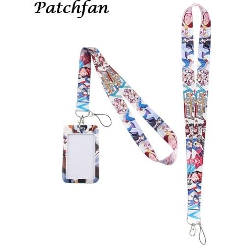 AD208 Patchfan Anime ID Badge Holder For Keychain Key Badge Mobile Phone Keyring Women Men Lanyard With DIY Card Cover