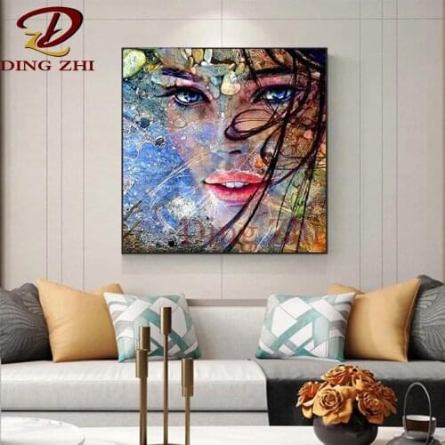 5D DIY Diamond Painting Abstract Beautiful Girl Portrait Home Cross Stitch Kit Embroidery Full Square Round Drill Mosaic Decor