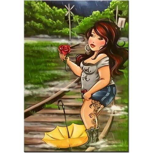 Rose fat lady diamond embroidery full round square 5d diamond painting mosaic 3d Picture cartoon woman wall decor,YG1921