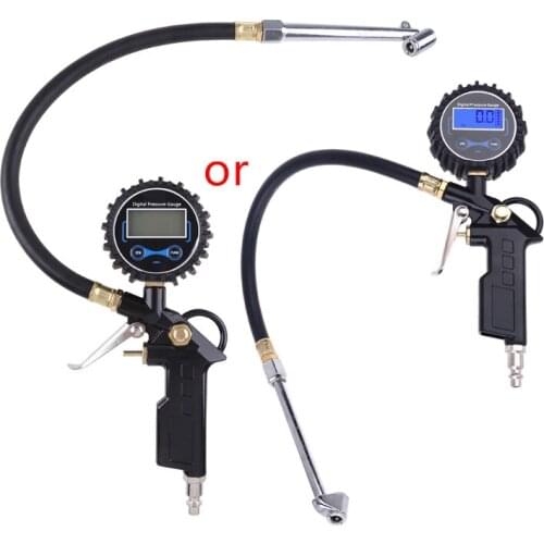 L93D Car Digital Tire Inflator Pressure Gauge with Dual Head Chuck for AUTO RV Motorcycle Bike Car Air Pump Compressor