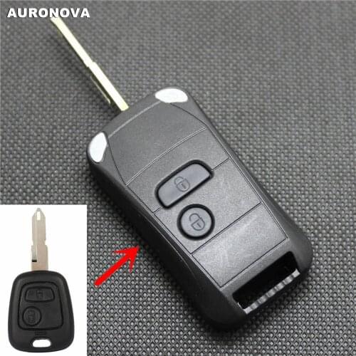 AURONOVA for Peugeot 206 Car Key Modified& Upgrade Flip Folding 2 Buttons Remote Car Key Case Mini Car Type