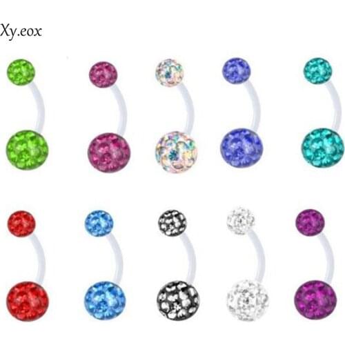 Pregnancy Navel Barbell Bioflex Belly Ring Maternity Banana Crystal Piercing