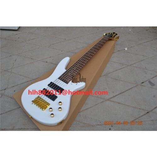 Free shipping new Big John 6 string white color gold hardware two pcs pickups electric bass guitar F-3002