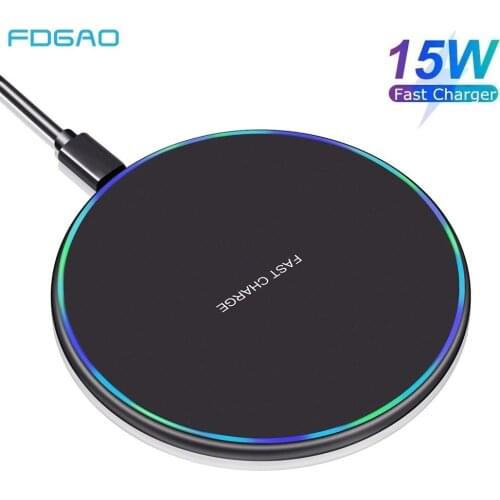 FDGAO 15W Qi Wireless Charger For iPhone 12 11 XS XR X 8 Fast Wireless Charging Pad for Samsung S21 S20 Note 10 20 Phone Charger