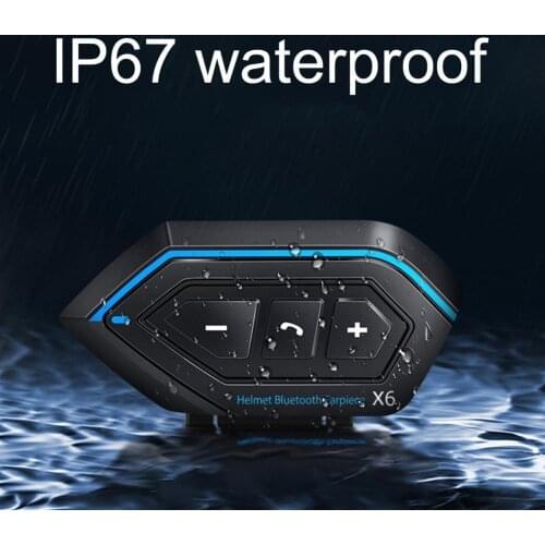 X6 Bluetooth Earphone IP67 waterproof Noise Reduction headphone Rechargeable for Motor Bike Interphone Helmet Bluetooth Headset