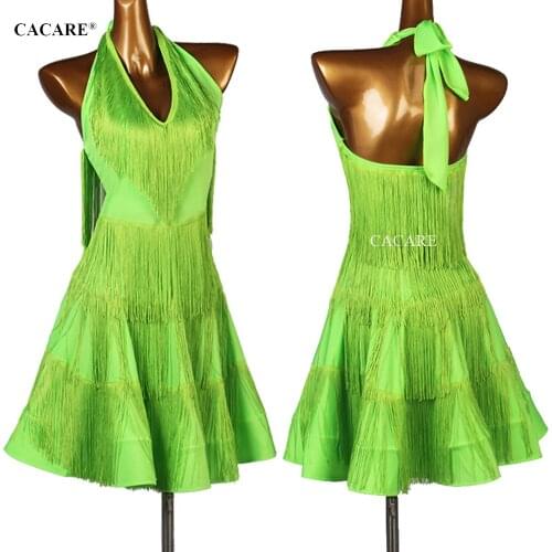 CACARE SALE Fringed Latin Dance Dress Women Latin Dance Competition Dresses Salsa Costumes Tango Customize D0508 Tassel Hem