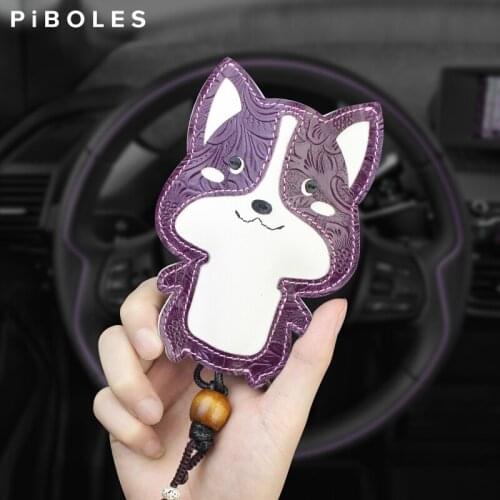 Luxury Embossed Genuine Leather Key Pouch Handmade Cowhide Car Smart Key Case Keychain Key Rings With Wrist Strap