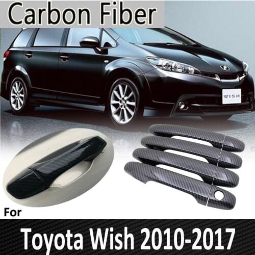 Black Carbon Fiber for Toyota Wish AE20 20 2010 2011 2012 2014 2015 2016 2017 Door Handle Cover Sticker Car Accessories