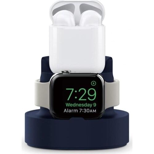 Charger Holder Multifunctional Steady Thickened Base Silicone Wristwatch Phone Earphone Display Stand for iWatch Airpod iPhone