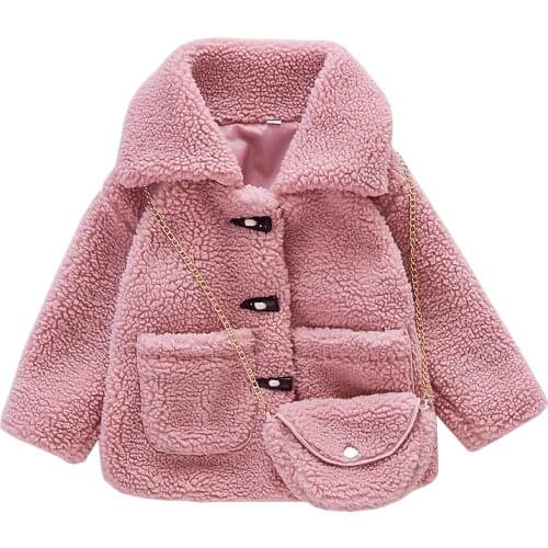 Kids 4-12 years fur coats for little girls autumn winter warm thick casual fashion jackets pink teens juniors children clothes