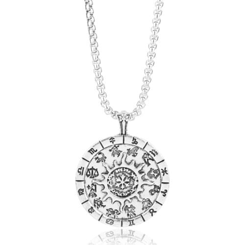 Dongsheng Fashion Jewelry Slavic Round Black Sun In Runic Calendar Sonnenrad Amulet Norse Viking Choker Pendant Necklace