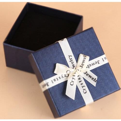 DoreenBeads Deep Blue Color Jewelry Box White Ribbon Bowknot Jewelry Packing Display Paper Gift Boxes 8x8x5cm Wholesale 1 Piece