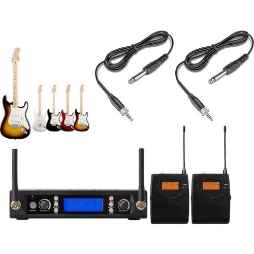 Bolymic Dual Guitar Cable Wireless Microphone System Stage Performance Mic Guitar