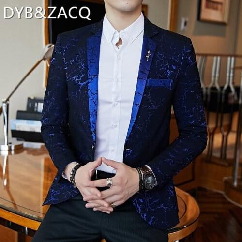 DYB&ZACQ Fall 21 New Design Color Small Suit for Men Slim Hairdresser Suit Jacket for Men Coat Damp Blue Wedding Suits for Men