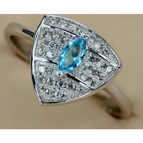 Fleure Esme luxury vintage wedding rings for men and women alibaba-express Blue Cubic Zirconia Rhodium Plated R3109 Size 6 7 8