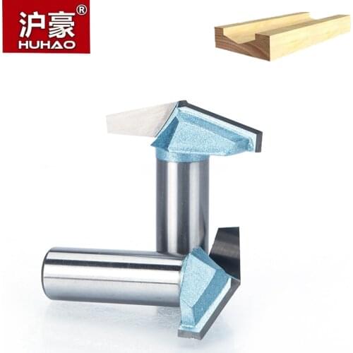 HUHAO 1pc V Type Slotting Cutter 1/2" 1/4" Shank Industrial Grade Router Bits For Wood Tungsten Woodworking Carving Tool For MDF