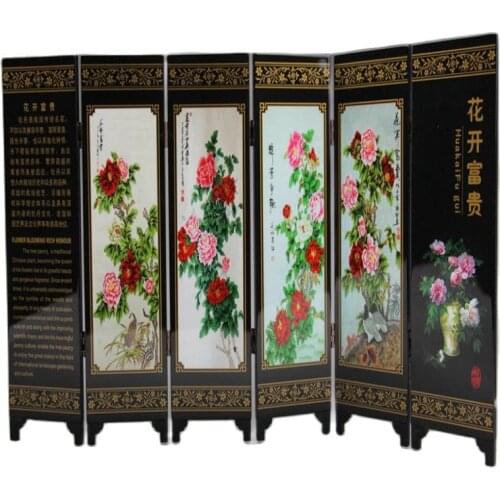 CHINA LACQUER WARE OLD HAND PAINTING BELLE COLLECTIBLES BEAUTY SCREEN NICE FOLD