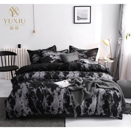 YuXiu Classic Black Pink Solid Printed Duvet Cover sets Bedding set 3pcs Bed Linens Marble Quilt Covers 200x200cm Home Textile