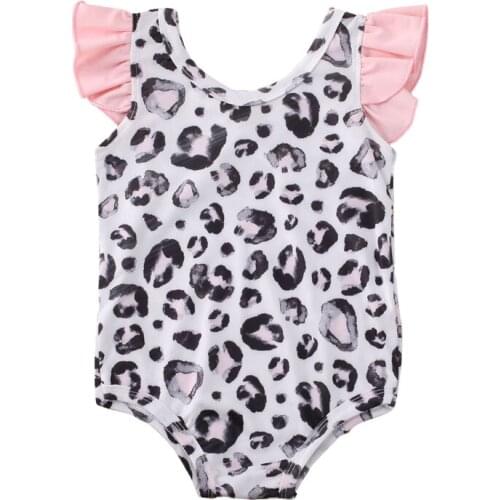 Toddler Baby Kids Girl Swimwear Summer Leopard Printed Ruffle Bikini One Piece Swimsuit Clothes Outfit