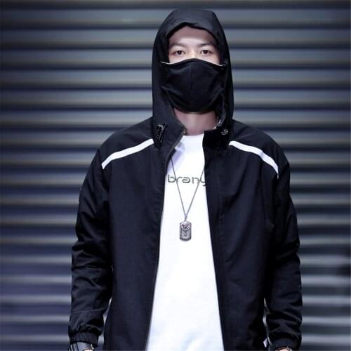 Spring autumn new men mask jacket youth hooded loose waterproof sunscreen Outerwear Long Sleeve thin Face mask Coats