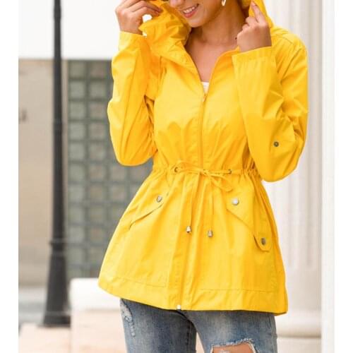 Plus Size Women Waterproof Tight Waist Zip Hooded Jacket Outdoor Sport Climbing Hiking Coat Jacket for Women 2020