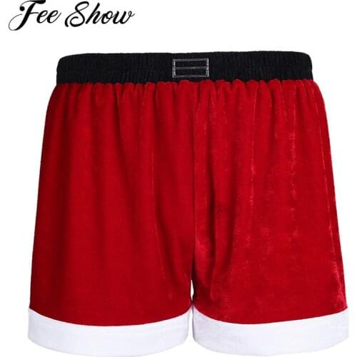 Gay Mens Flannel Christmas Santa Claus Costume Stretchy Comfortable Boxer Shorts Sexy Underwear Christmas Santa Shorts Panties