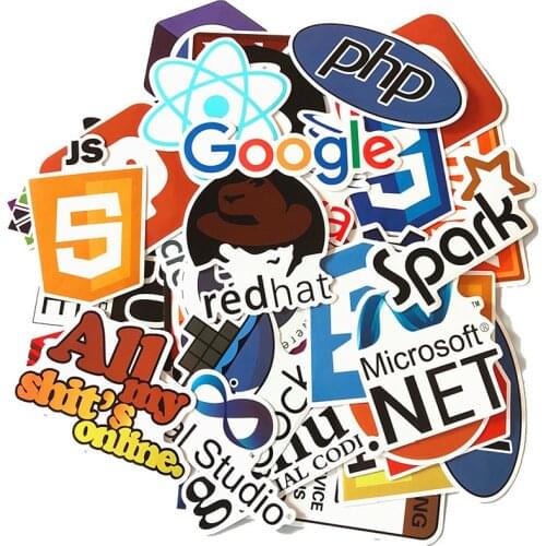 50 PCS Programming Language Stickers Computer Software Waterproof Sticker refrigerator suitcase decoration For MacBook/HP/Xiaomi