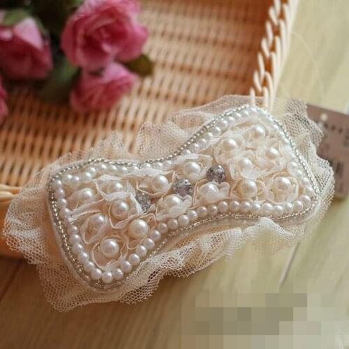 2 Pcs Hand-Beaded Patch For Clothes Pants Hat Decoration Diy Sewing Patch Embroidery Dress Applique Craft Supplies