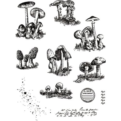 2021 New Mushroom Clear Stamps Sets Spring and Words Die Scrapbooking For Crafts Thank You Card Making no Metal Cutting Dies