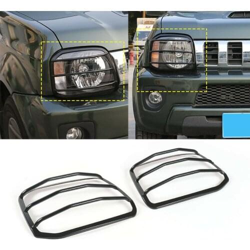 For SUZUKI Jimny 2007-2015 Front Headlights Headlamp Cover Frame 2PCS Black Steel