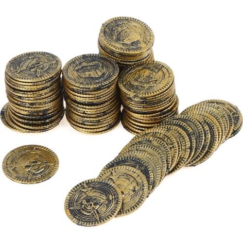 10pcs/lot Plastic Pirate Treasure Coins Party Props Christmas Gift Game Currency Halloween Party Supplies Childrens Toys