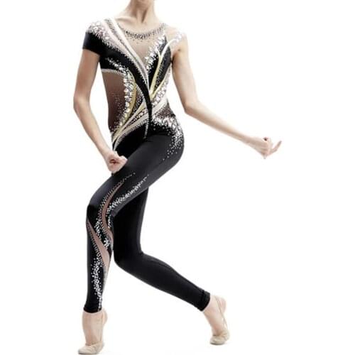 LIUHUO Figure Skating Dress Womens Girls' Ice Skating performance Rhythmic gymnastics Long Sleeve Competition Black Spandex
