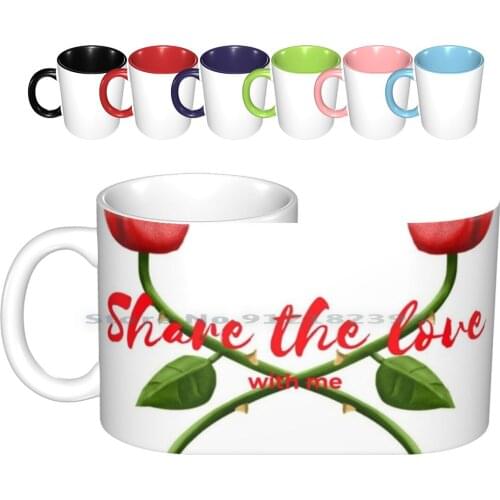 Share The Love With Me Ceramic Mugs Coffee Cups Milk Tea Mug Couples Flower Lover Lovers Marriage Married Matching Couple