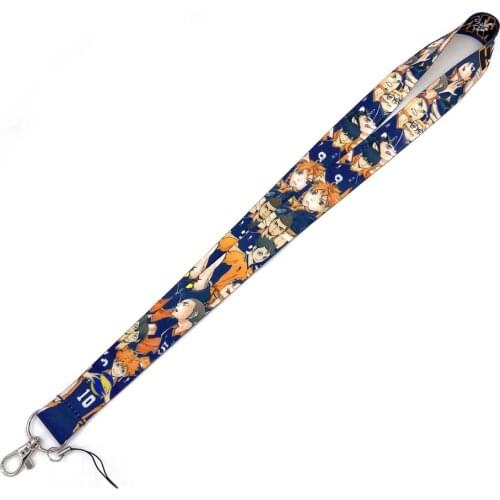 High School Manga Haikyuu!! Lanyards Keychain Volleyball Boys Hinata Shoyo Kageyama Tobio Anime Figures Print Ribbon Neck Straps