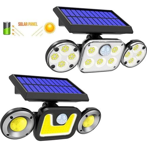 3 Heads PIR Motion sensor LED Solar Light White color Outdoor Solar Wall Lamp Waterproof Sunlight Powered for Garden Porch